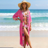 Granny Square Crochet Trim Tassel Lace Beach Cover Up Poncho