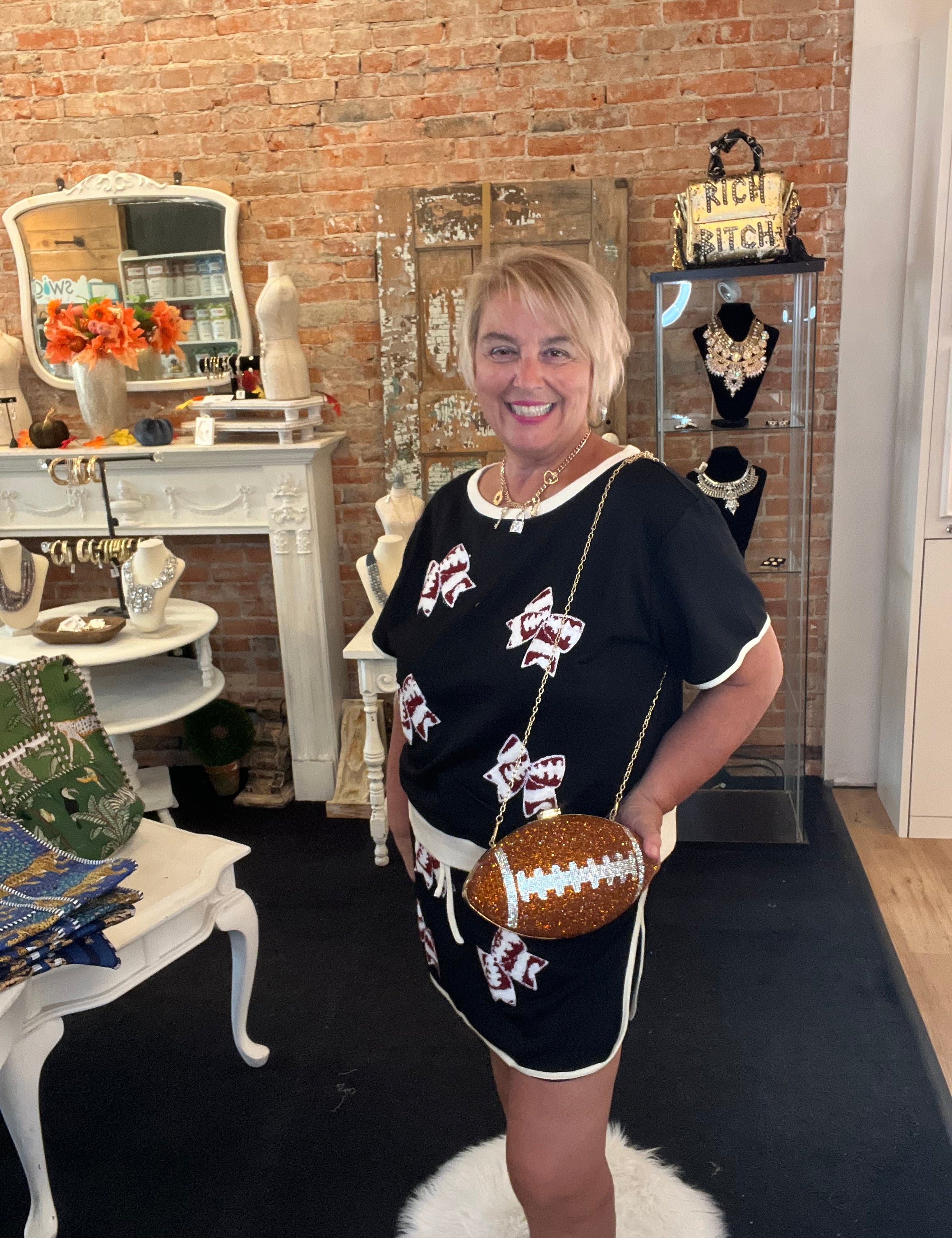 Rhinestone Football Purse