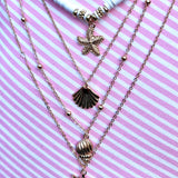 Bohemian Beach Pearl/Shells Pendant 
4 Layer Necklace