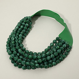 Green Chunky Acrylic Ball Beaded Multi Layered Faux Leather Magnetic Necklace