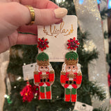 Festive Beaded Nutcracker Earring