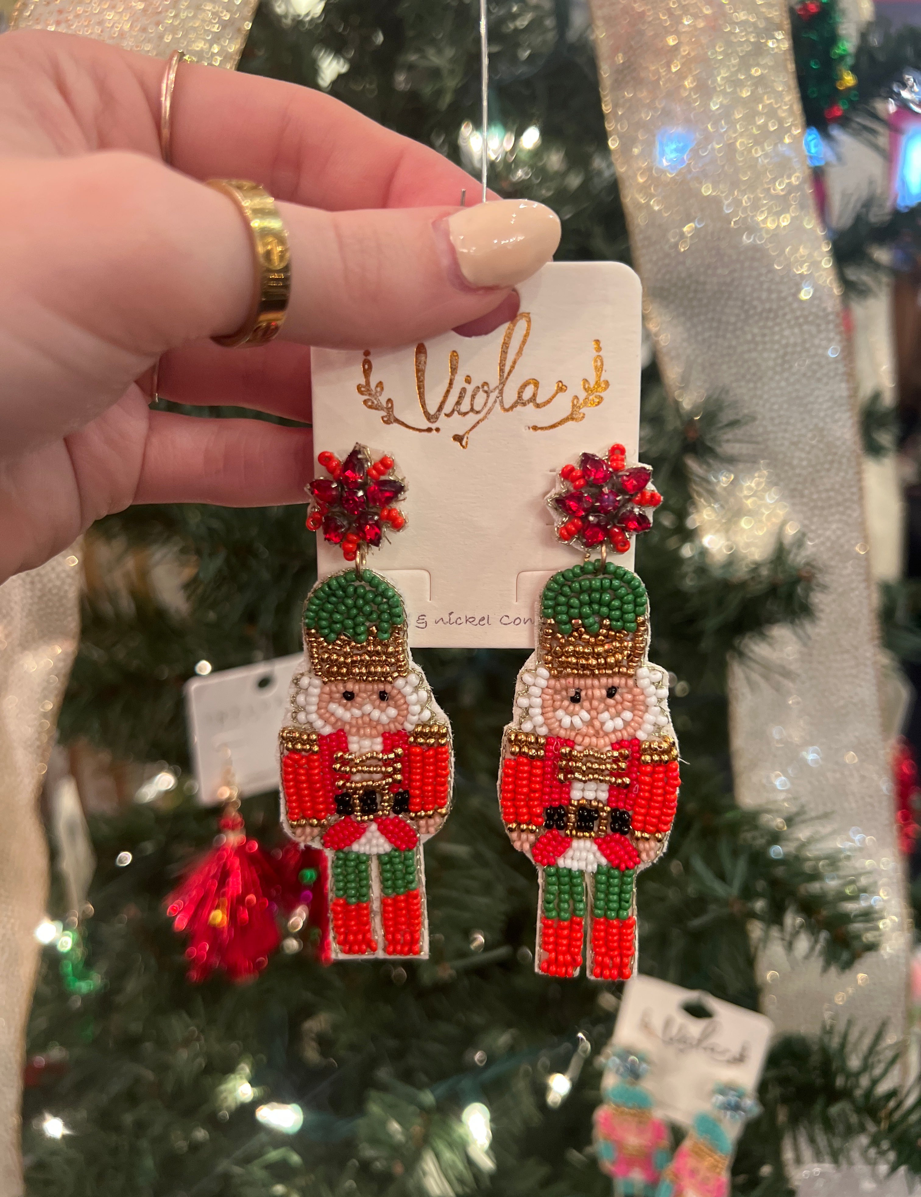 Festive Beaded Nutcracker Earring