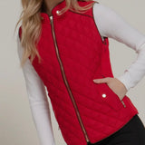Suede Piped Quilted Vest