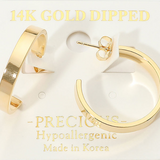Gold - 14K Gold Dipped Hypoallergenic Half Open Hoop Earrings