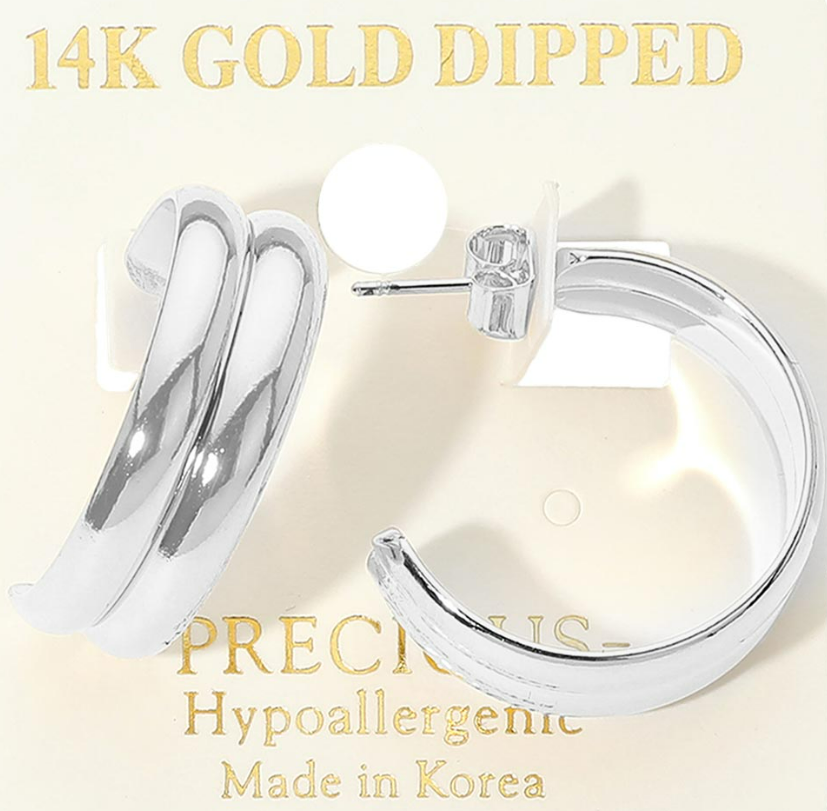 14K Gold Dipped Hypoallergenic Double Hoop Earrings