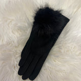 Suede Faux Fur Puffball Glove