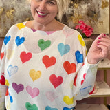 A Rainbow Of Hearts Sweater