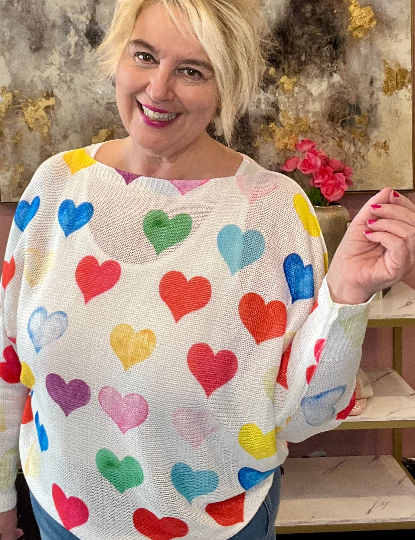 A Rainbow Of Hearts Sweater