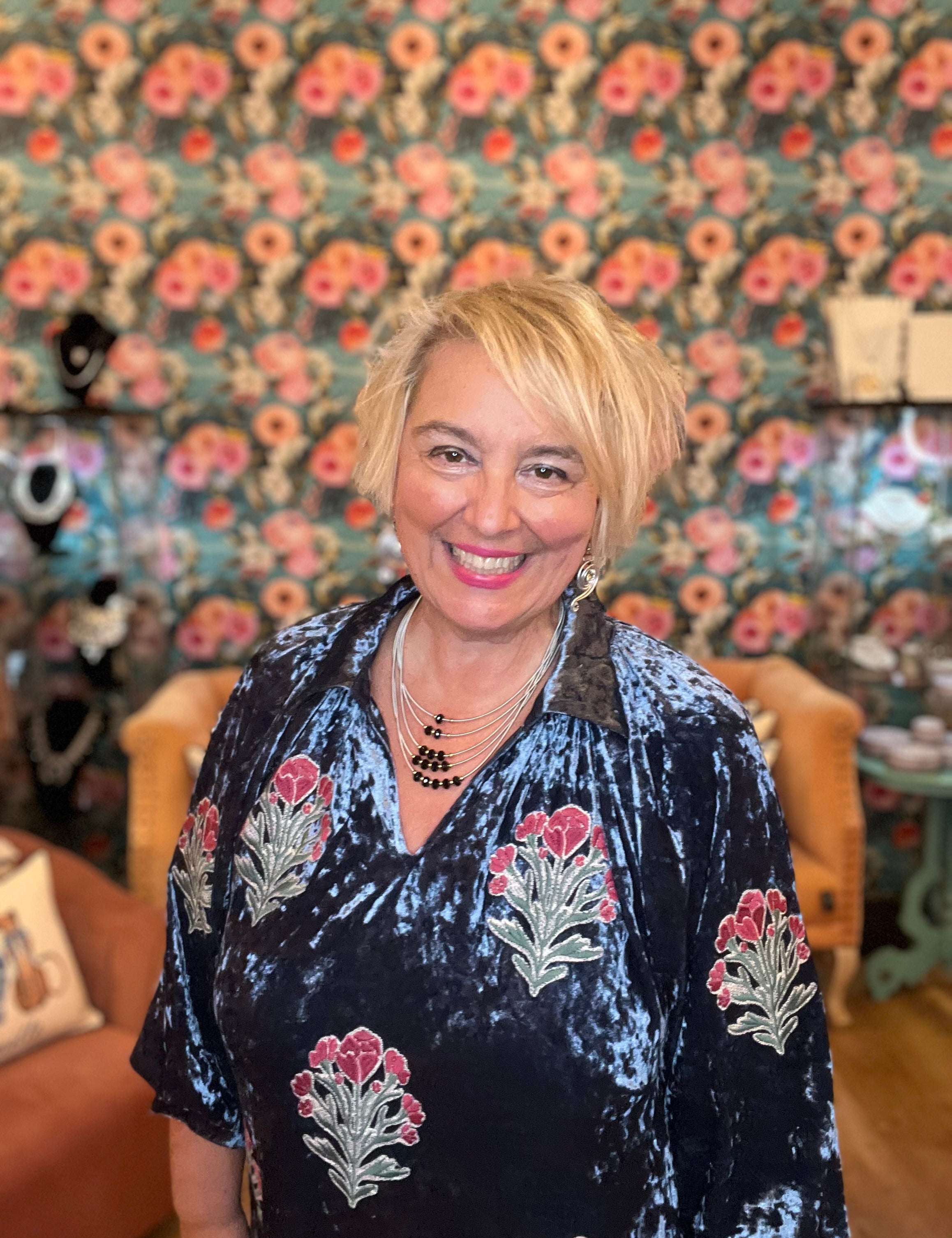 Velvet Floral Embroidered Dress