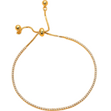 18K Gold Dipped Dainty Tennis Chain Adjustable Cinch Pull Tie Bracelet