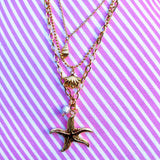 Three Layer Pearl
Starfish Pendant Necklace