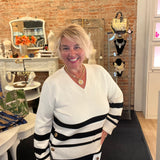 Charlie B - Wide Cuff Striped Sweater