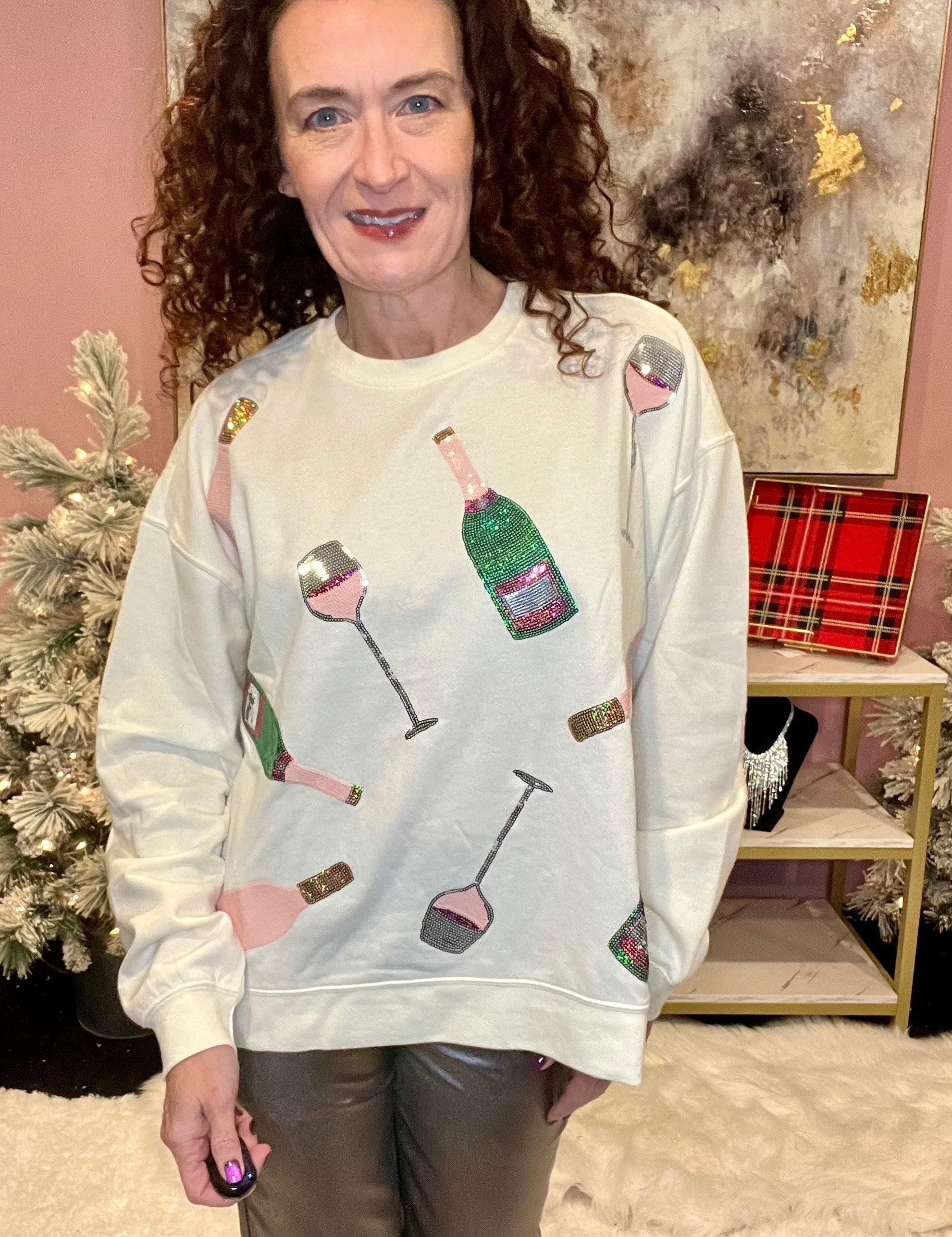 Champagne Sparkle Holiday Sweatshirt