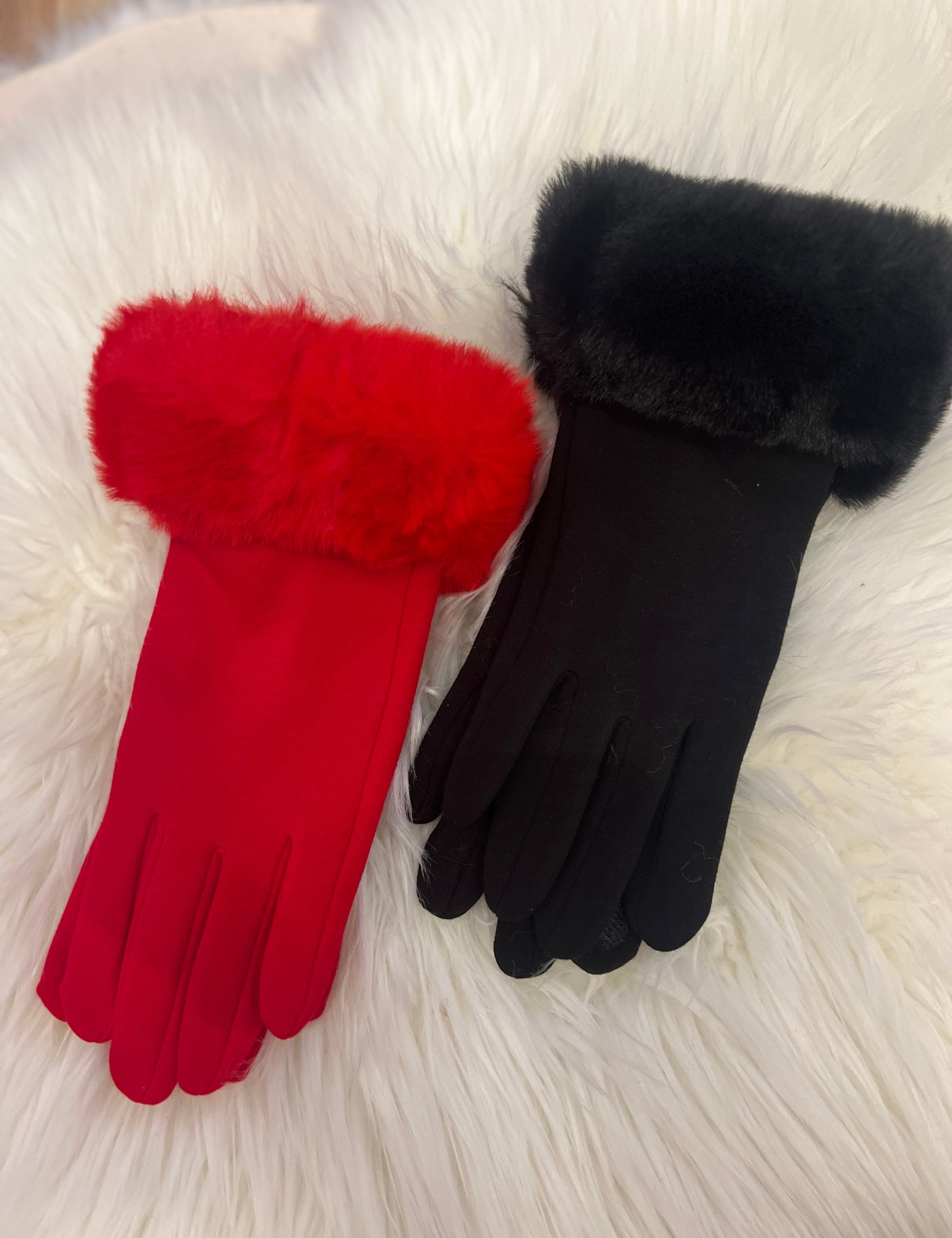 Fur Cuff Touchscreen Gloves