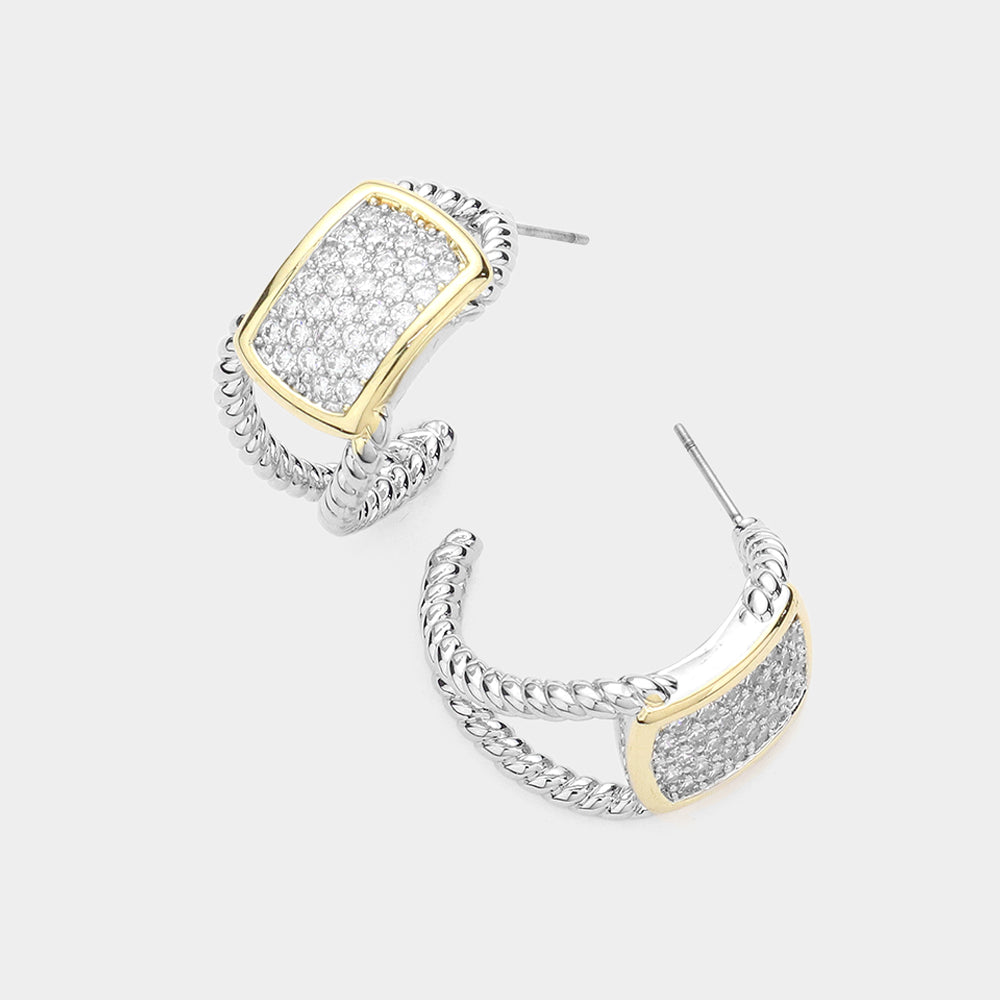 Rectangle Embellished Hoops