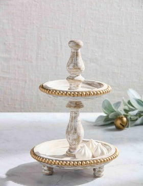 Mudpie - Mini Gold Beaded Tiered Tray