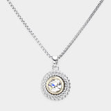 Round Stone Accented Pendant Necklace