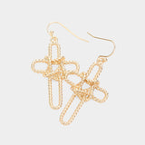 **Metal Wire Cross Earrings