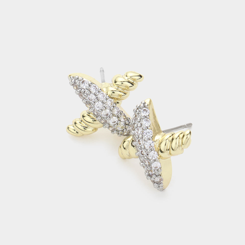 Crisscross Pave Stud Earrings