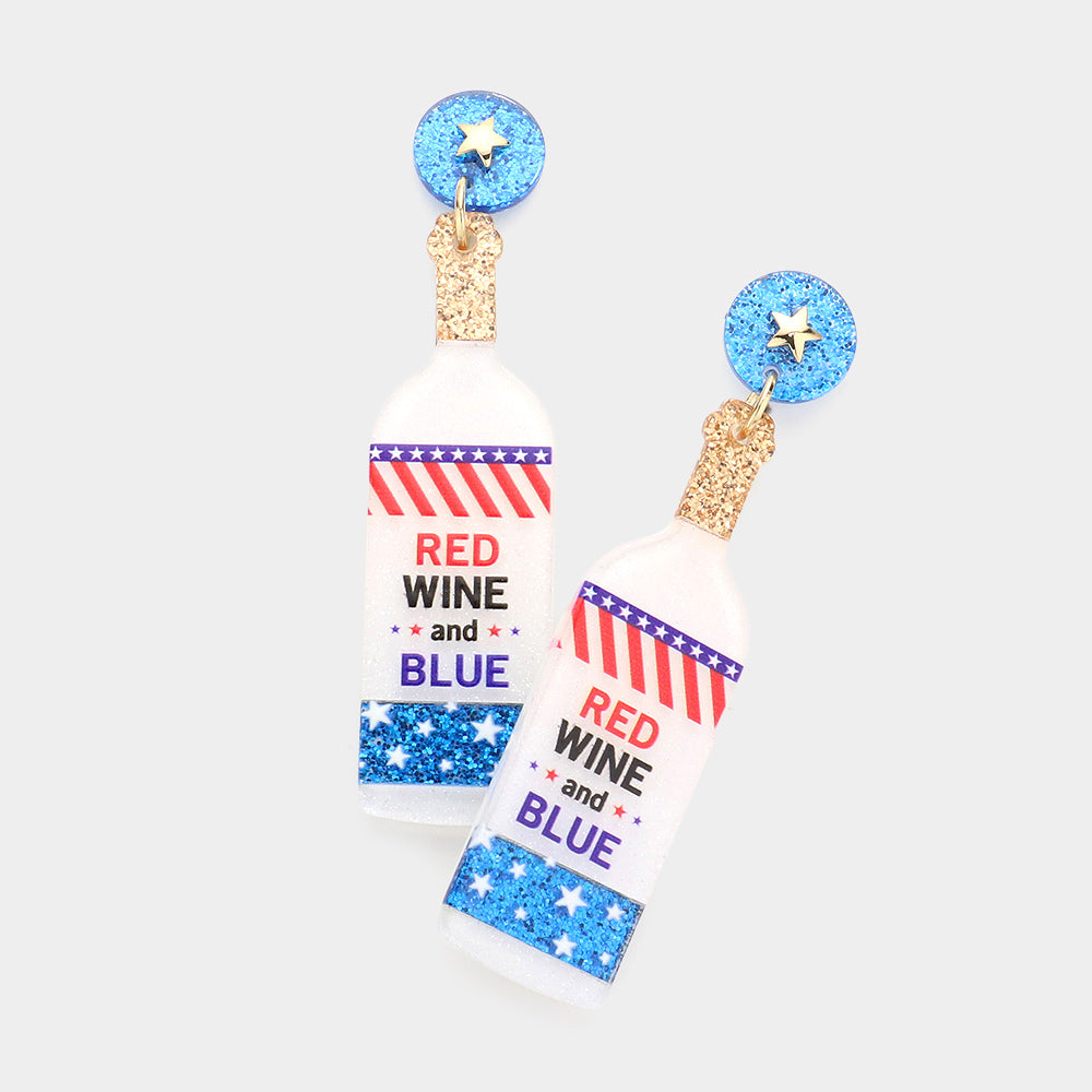 Red, WINE and Blue Earrings