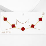 Ruby Red Clover Necklace