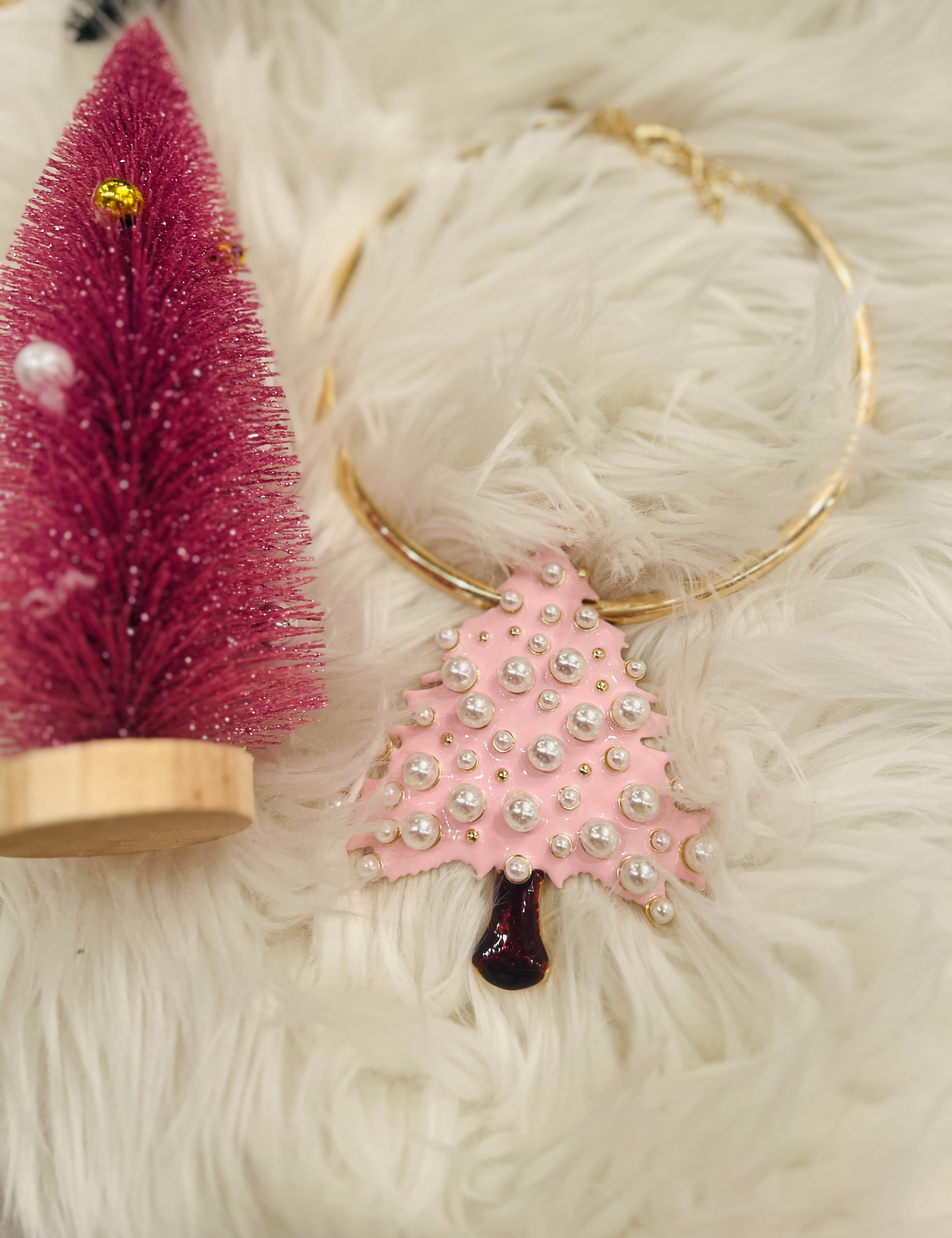Pink Pearl Christmas Tree Choker