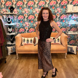 Leopard Satin Midi Skirt