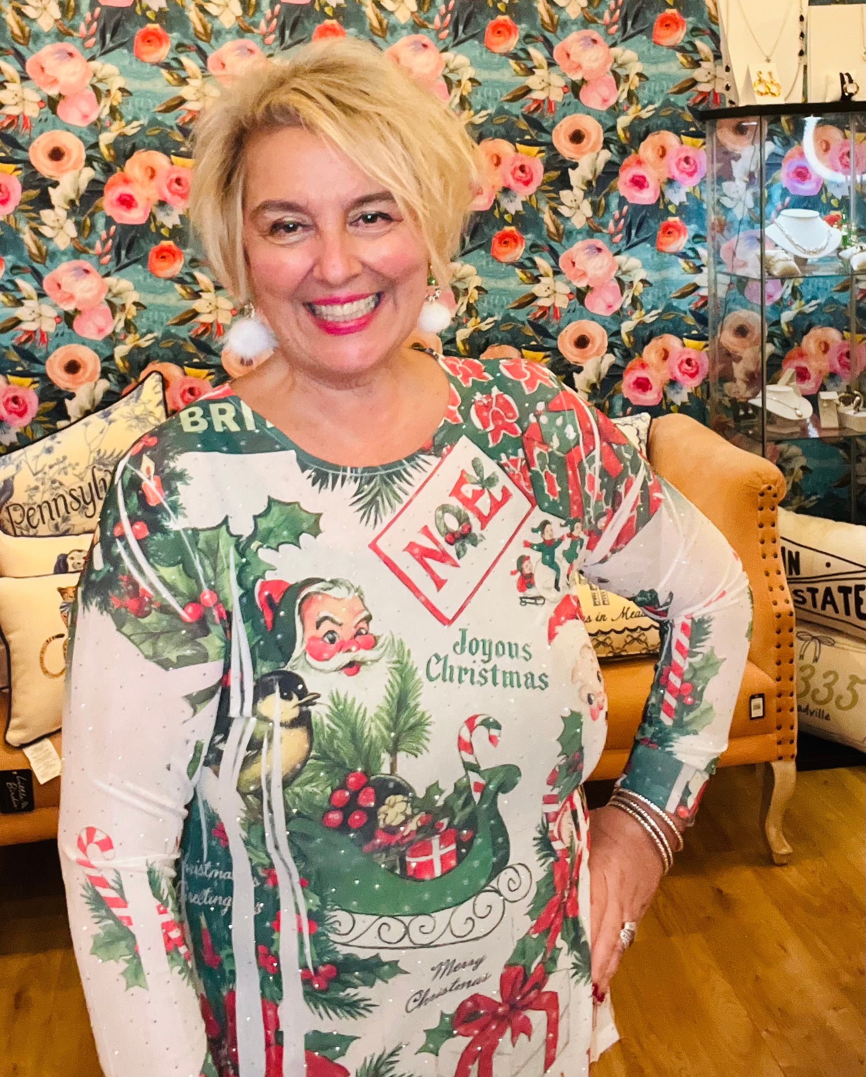 Vintage Holiday Rhinestone Top