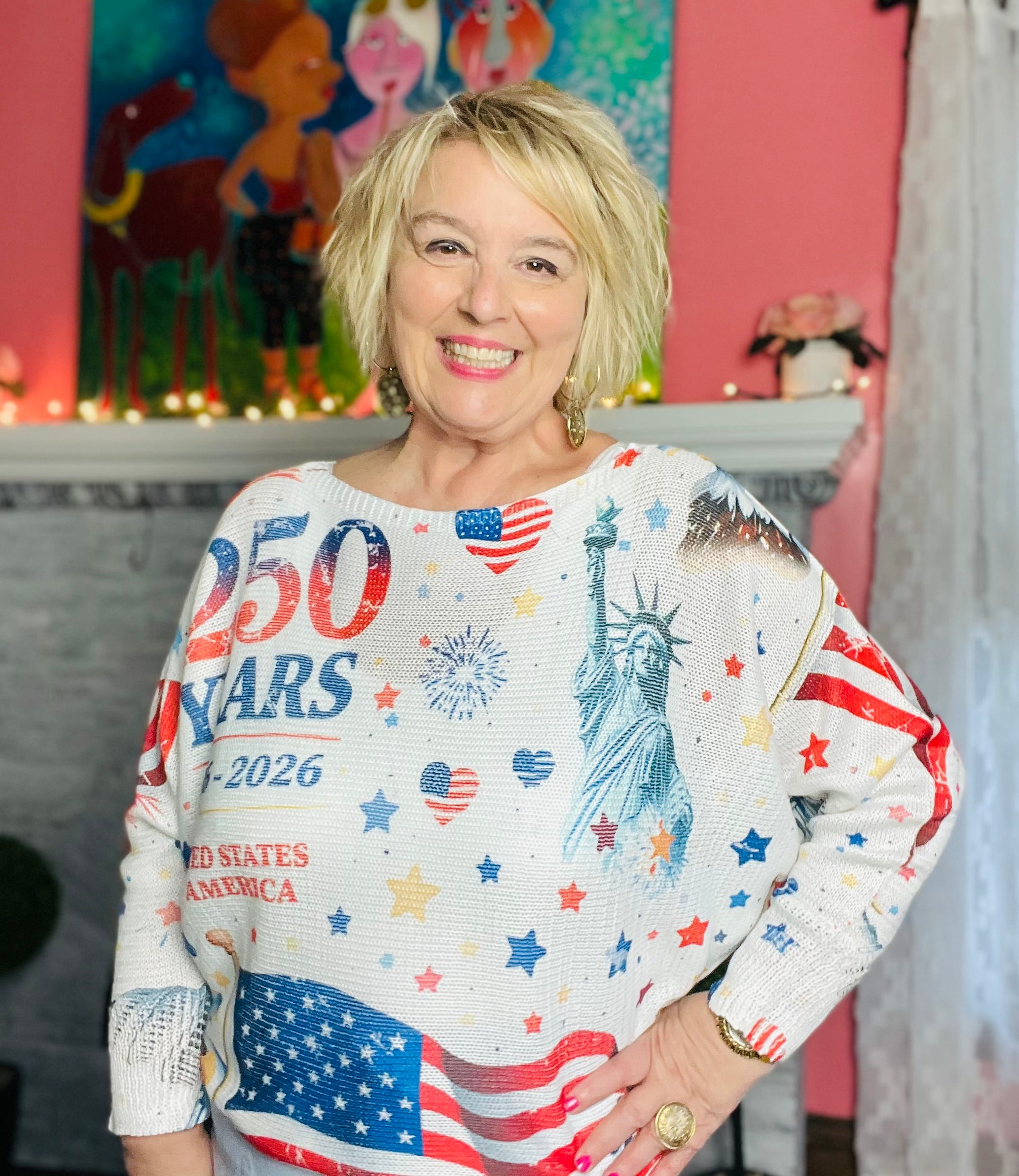 250 Years Celebration with Stars Light Weight Sweater