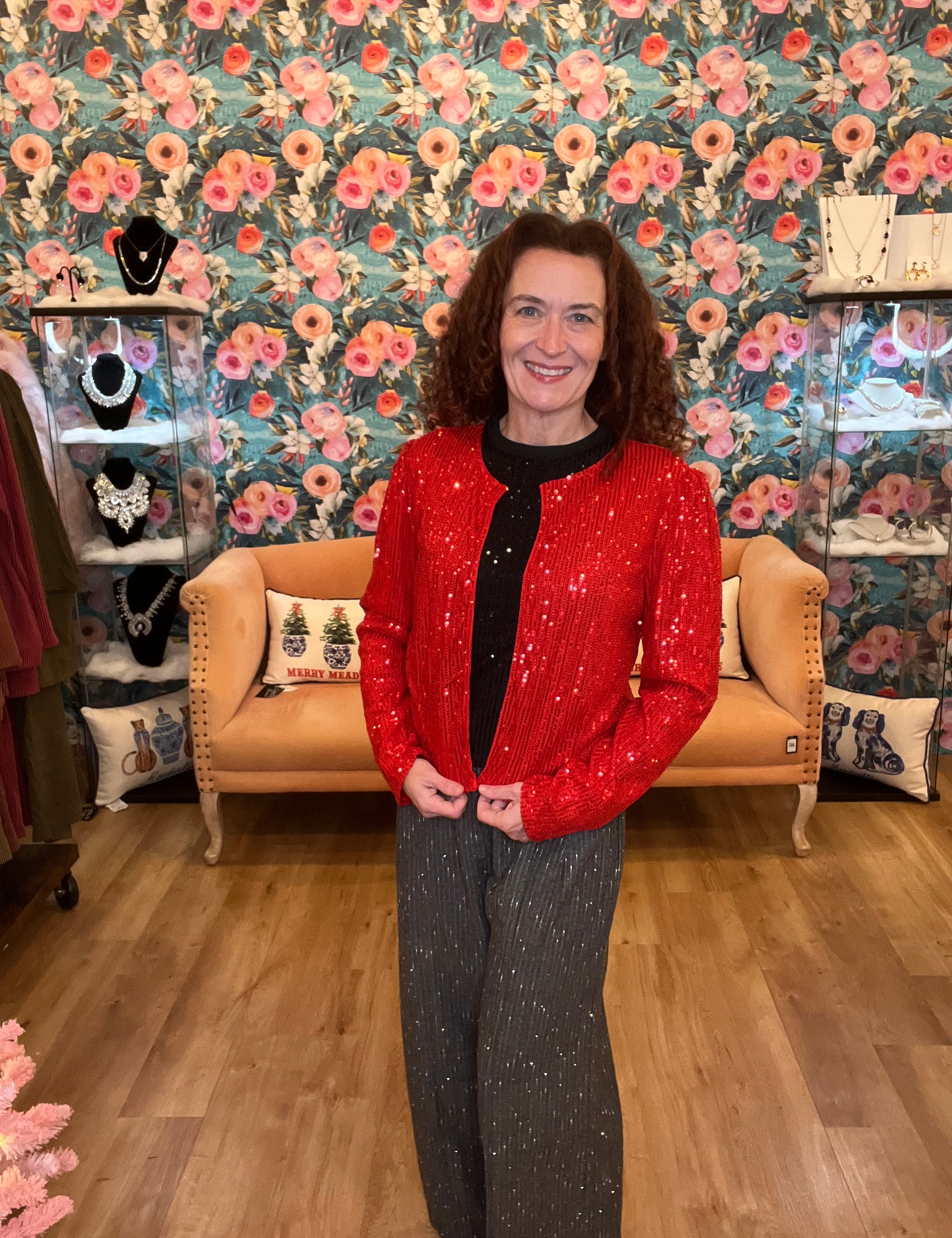 Sequins Cropped Cardigan Jacket