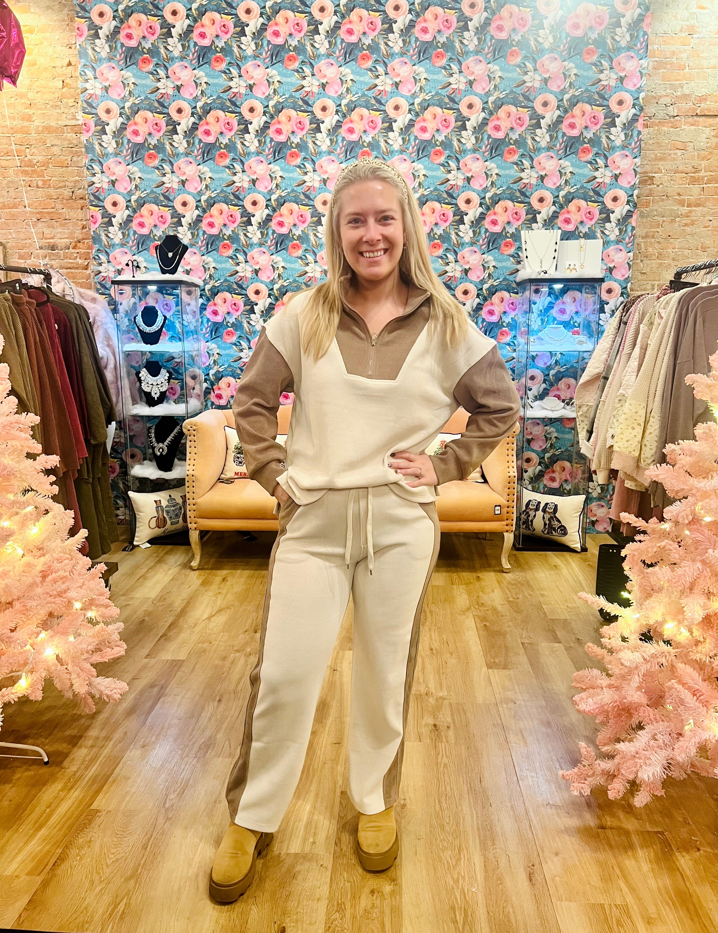 Colorblock Corduroy Quarter Zip