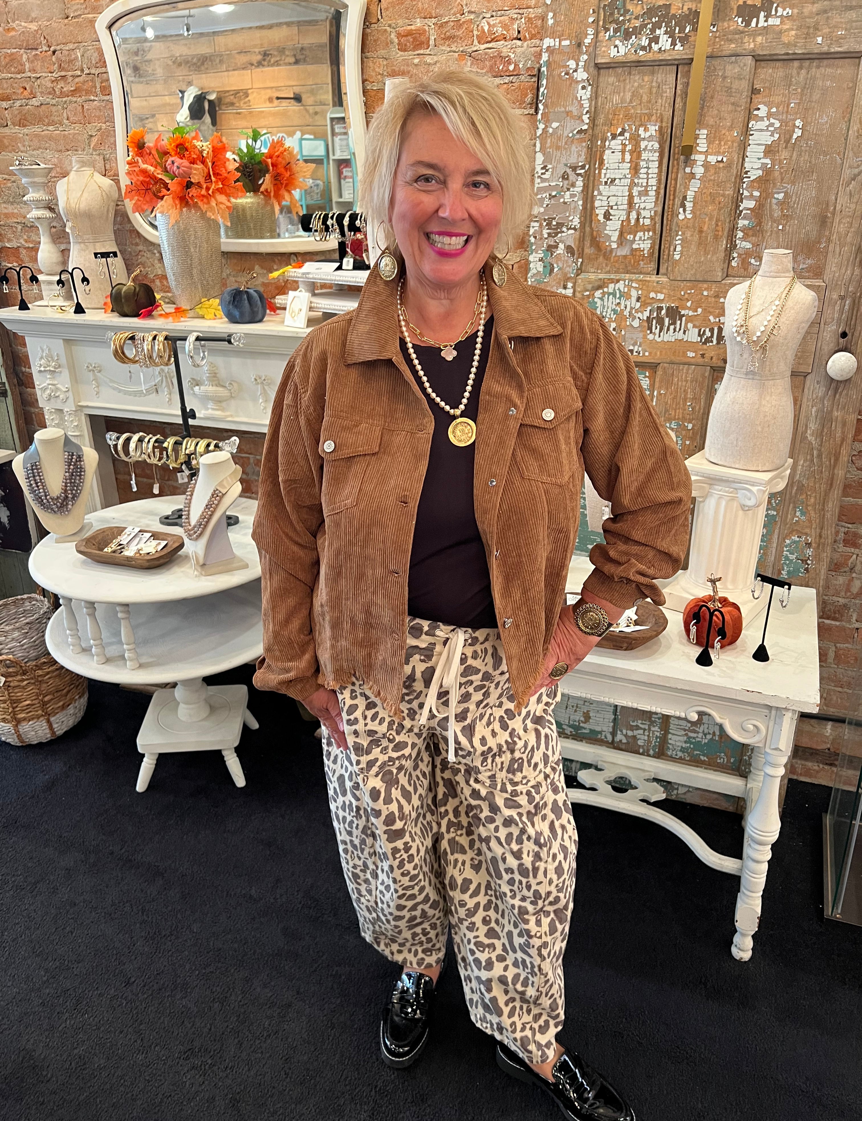 Abstract Leopard Barrel Pants