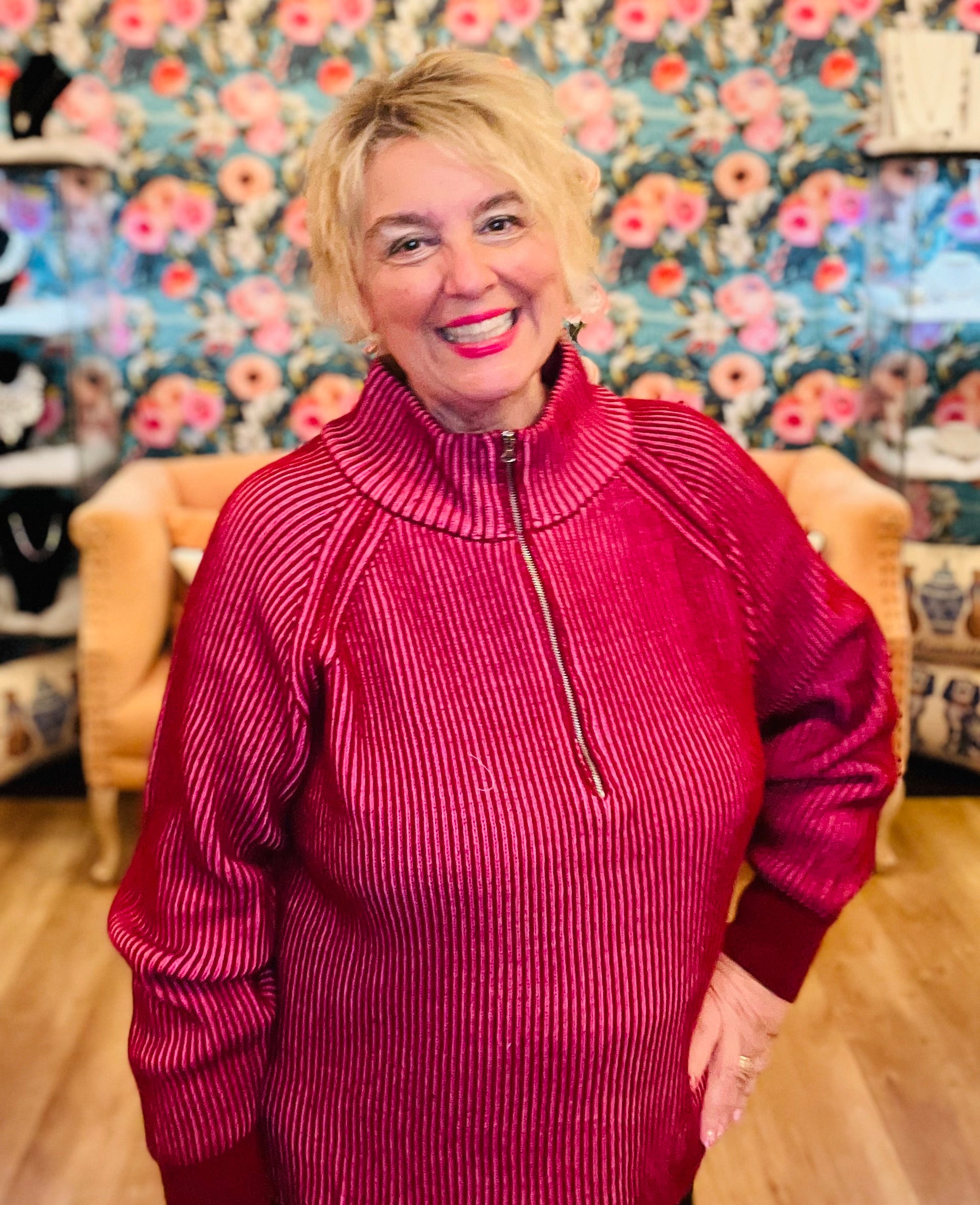 Two Tone Quarter Zip Sweatshirt