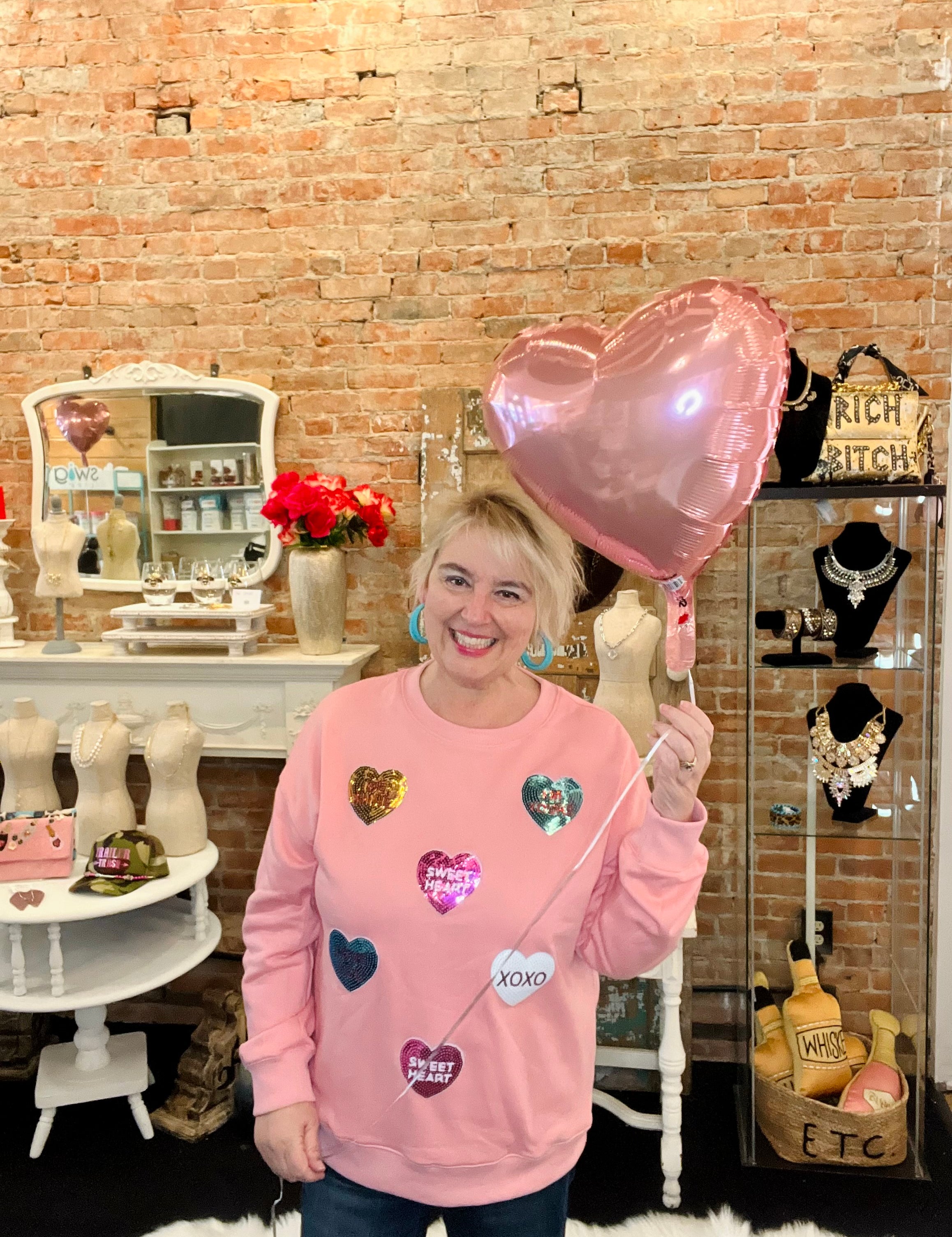 Sequin Conversation Hearts Sweatshirt