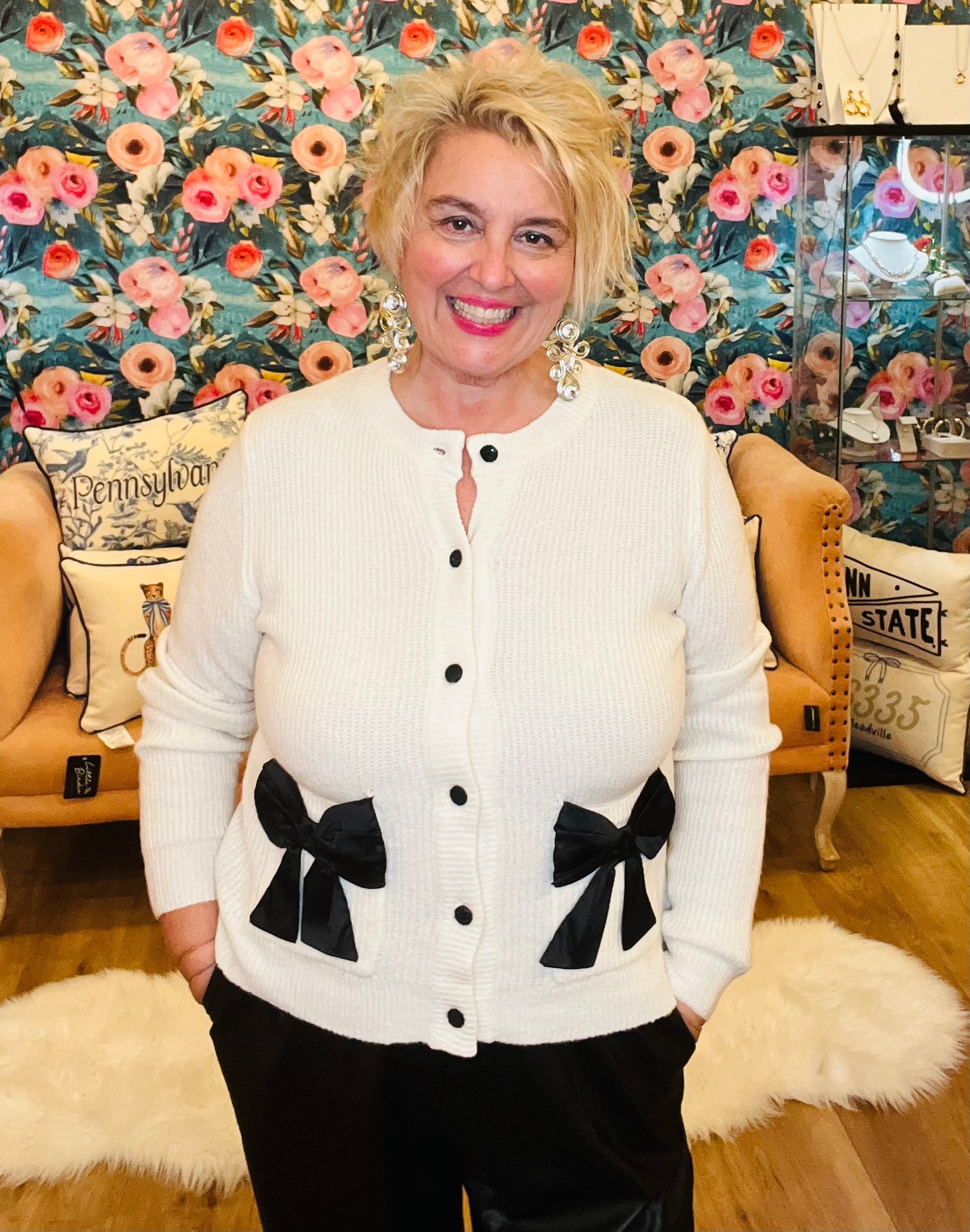 Pocket Bows Button Down Cardigan