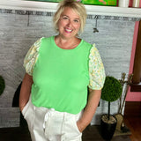 **Lime Sherbert Puff Sleeve Top