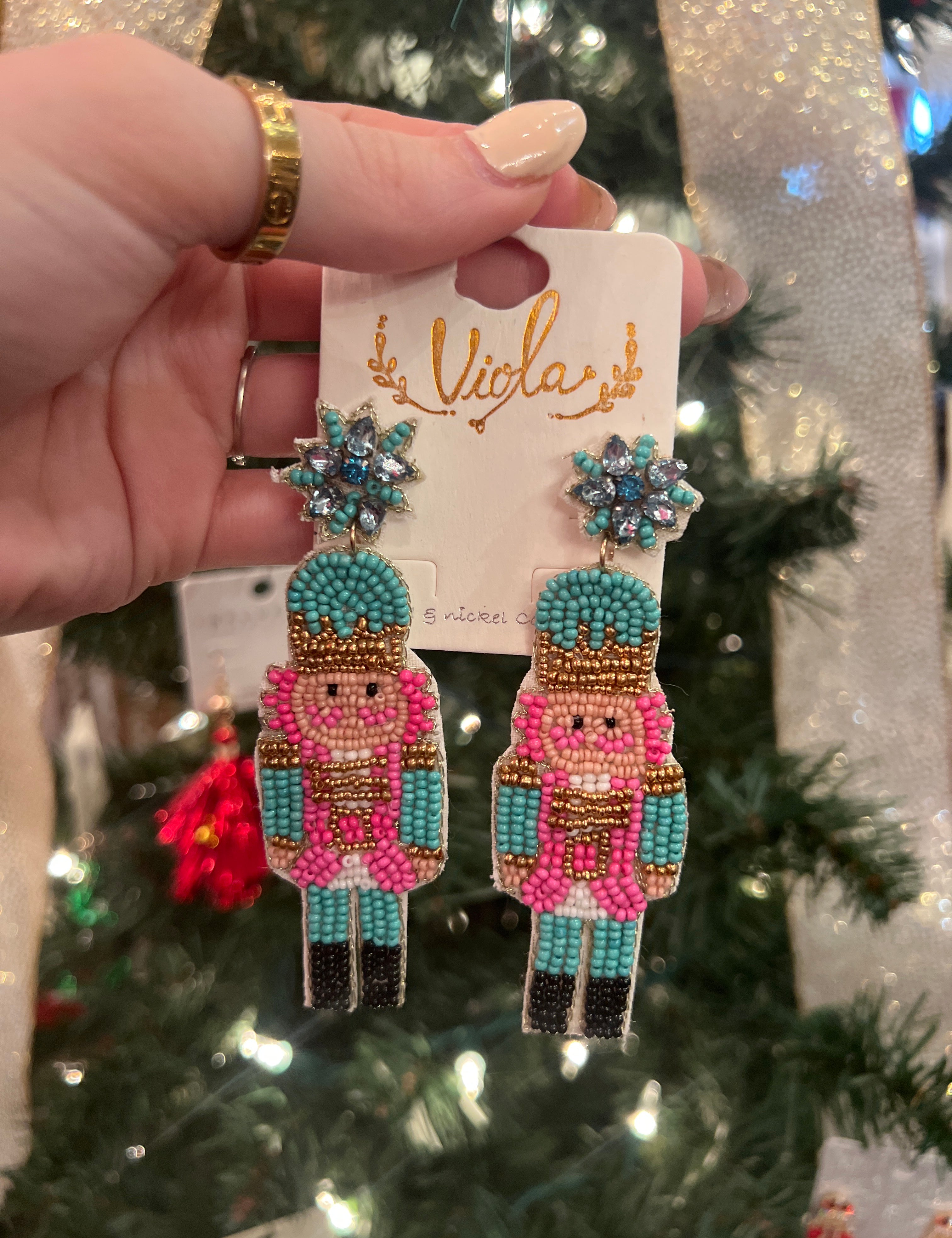 Festive Beaded Nutcracker Earring