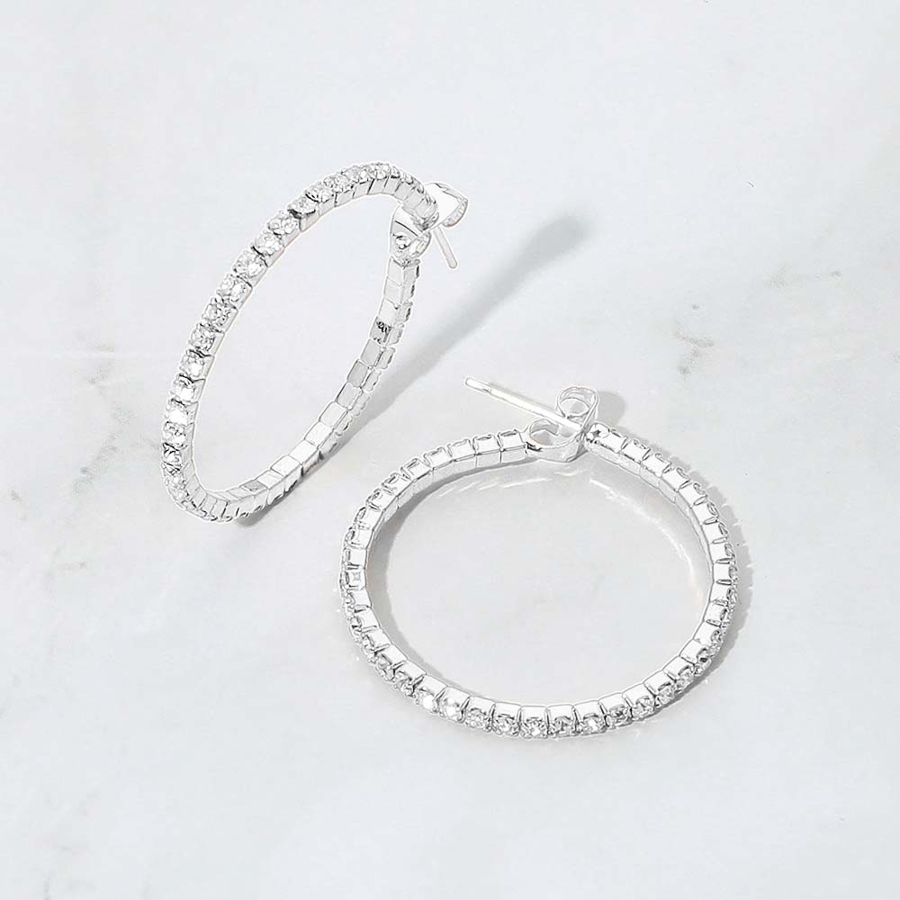 30MM Pave Rhinestone Hoops