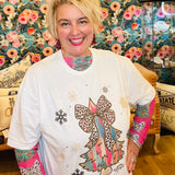 Leopard Bow Christmas Tree Tee