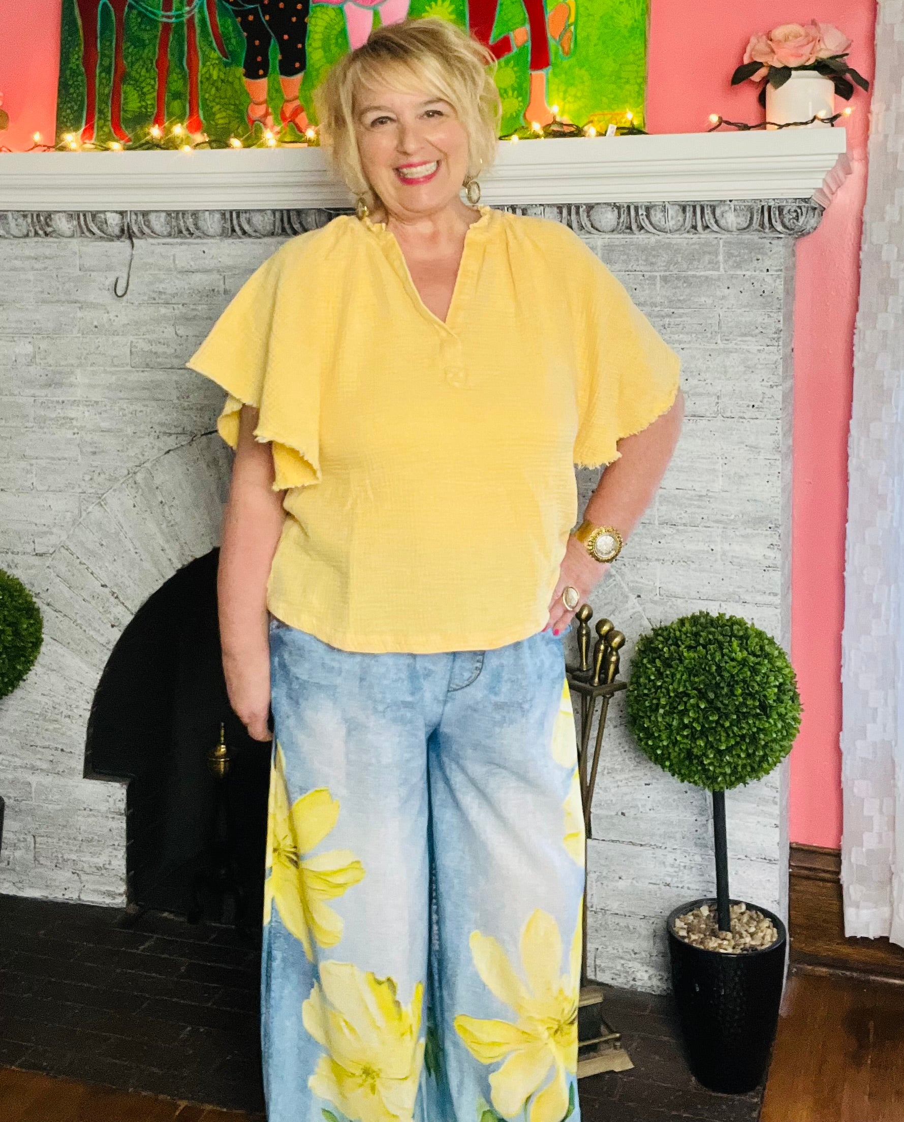 Boho Chic Faux Denim Dress Pant