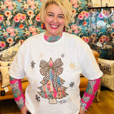 Leopard Bow Christmas Tree Tee