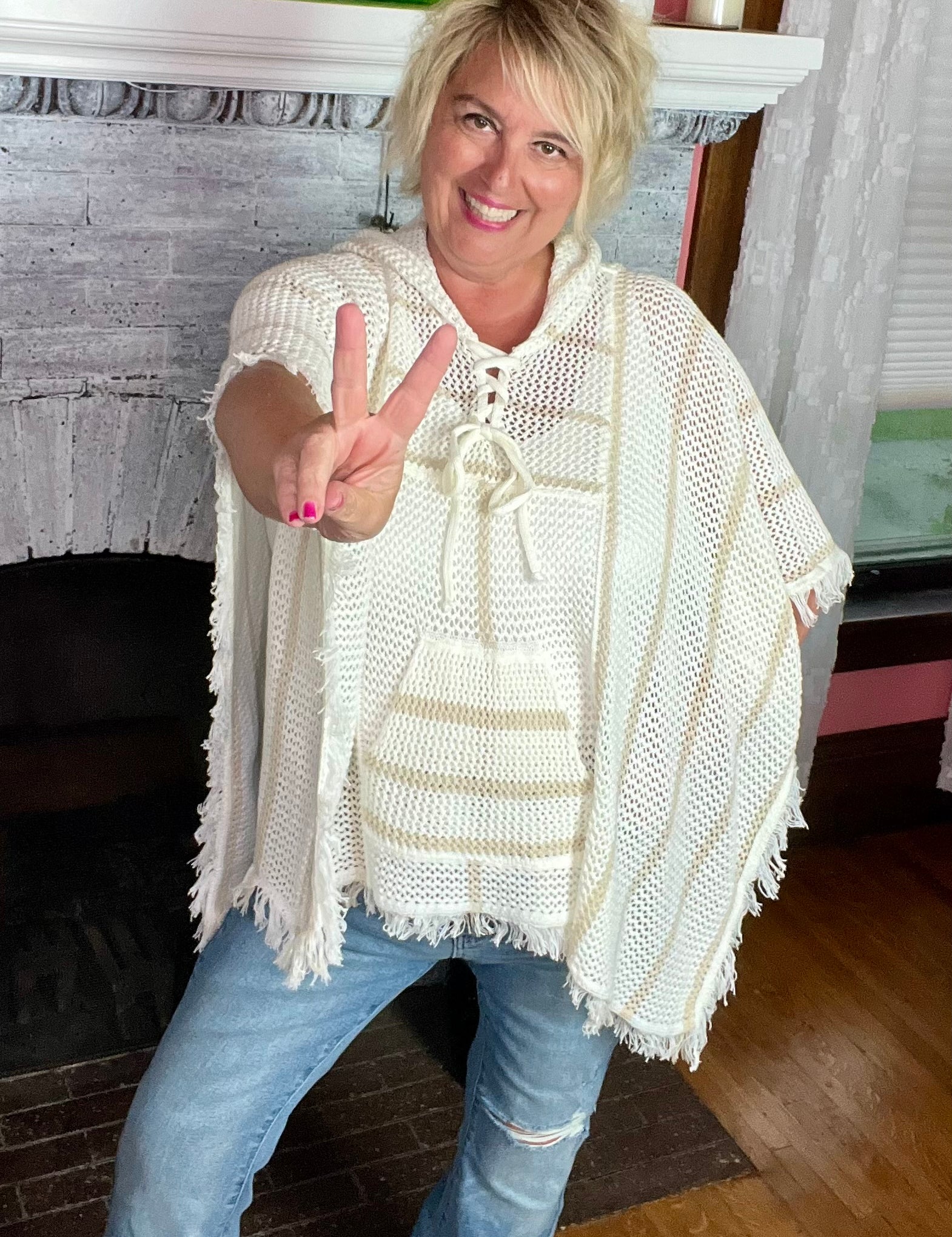 Lace Up Hoodie Poncho