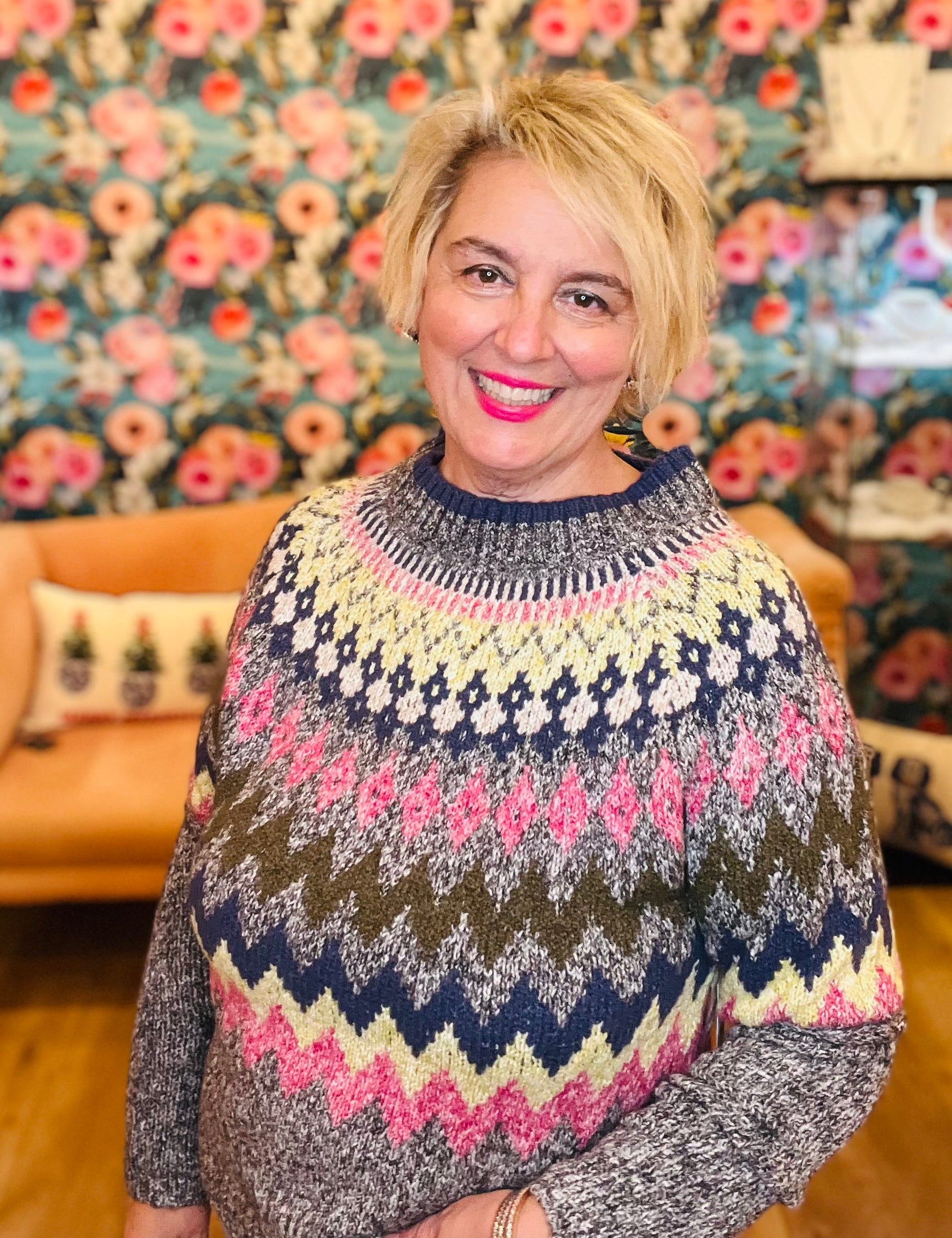 Tribal - Grey Mix Intarsia Sweater