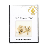 Stainless Steel Pearl Accent Starfish Shell Wrap Adjsutable Ring