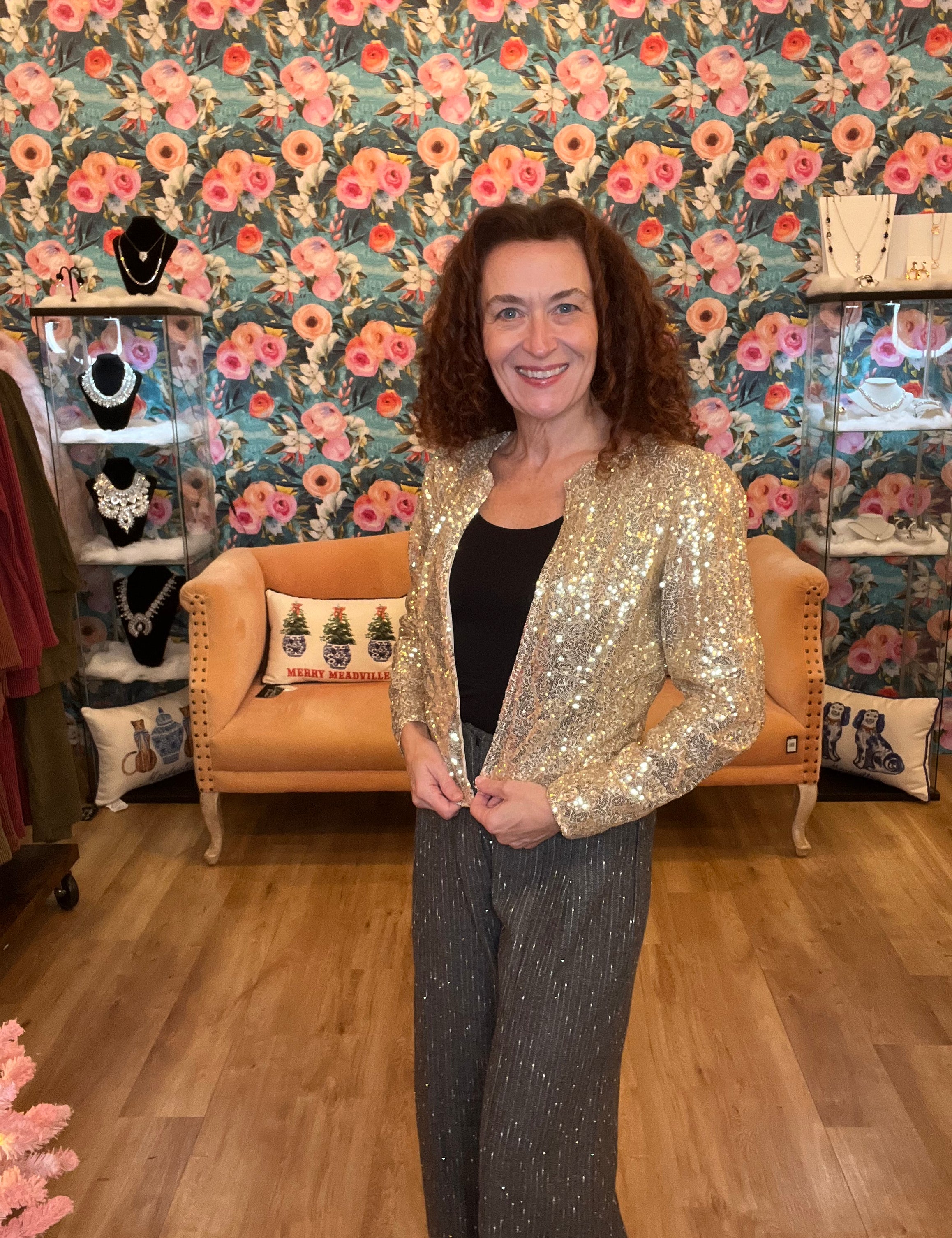 Sequins Cropped Cardigan Jacket