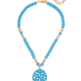 *Zenzii - Damask Pendant Beaded Collar Necklace