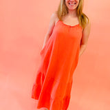 Coral Kisses Gauze Midi Dress