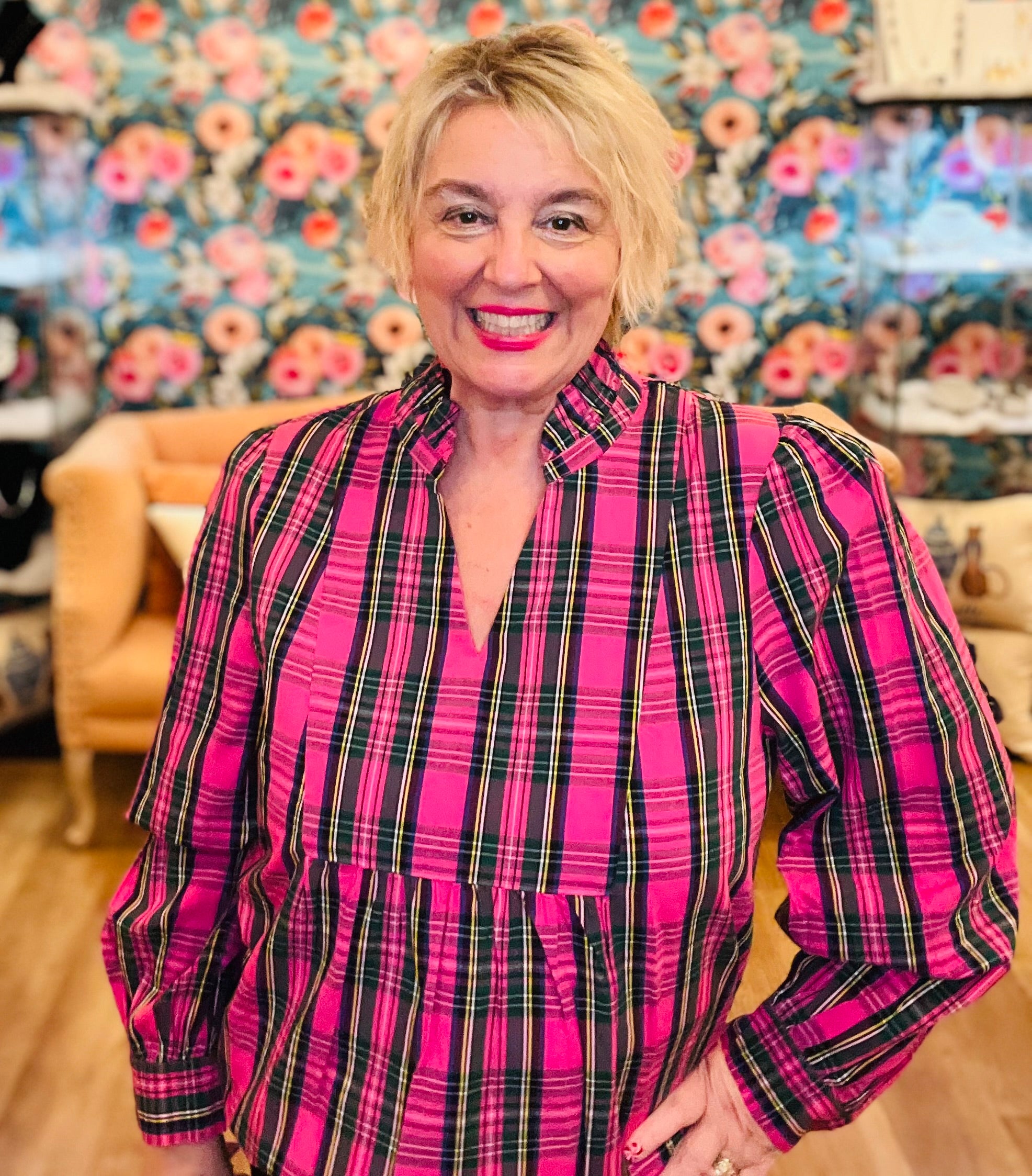 The Mitzy Pink Plaid Top