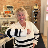 Charlie B - Wide Cuff Striped Sweater