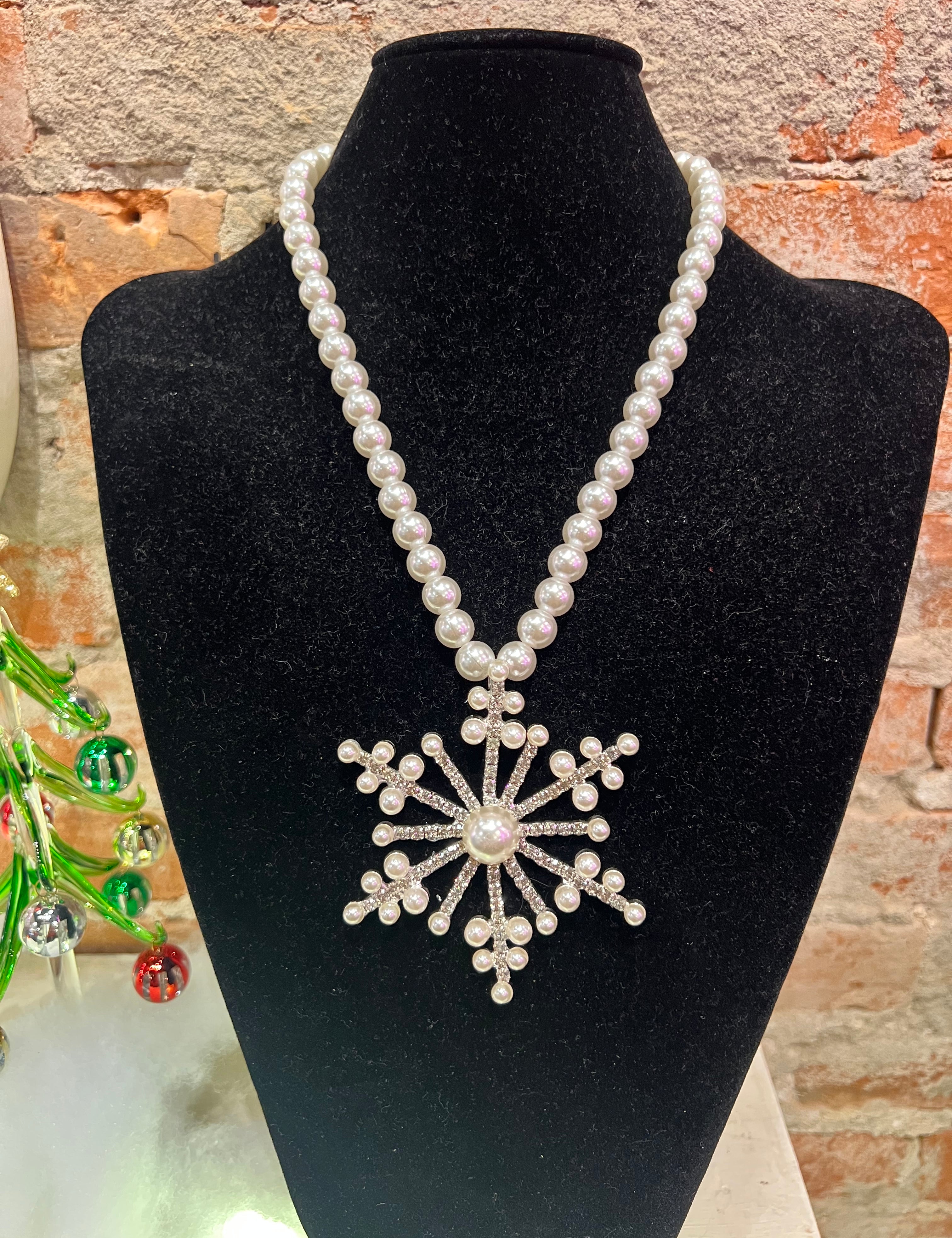 Pearl Statement Snowflake Necklace
